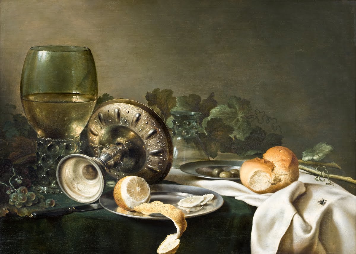 Painting "Mealpiece" by Willem Claesz. Heda, from 1645.