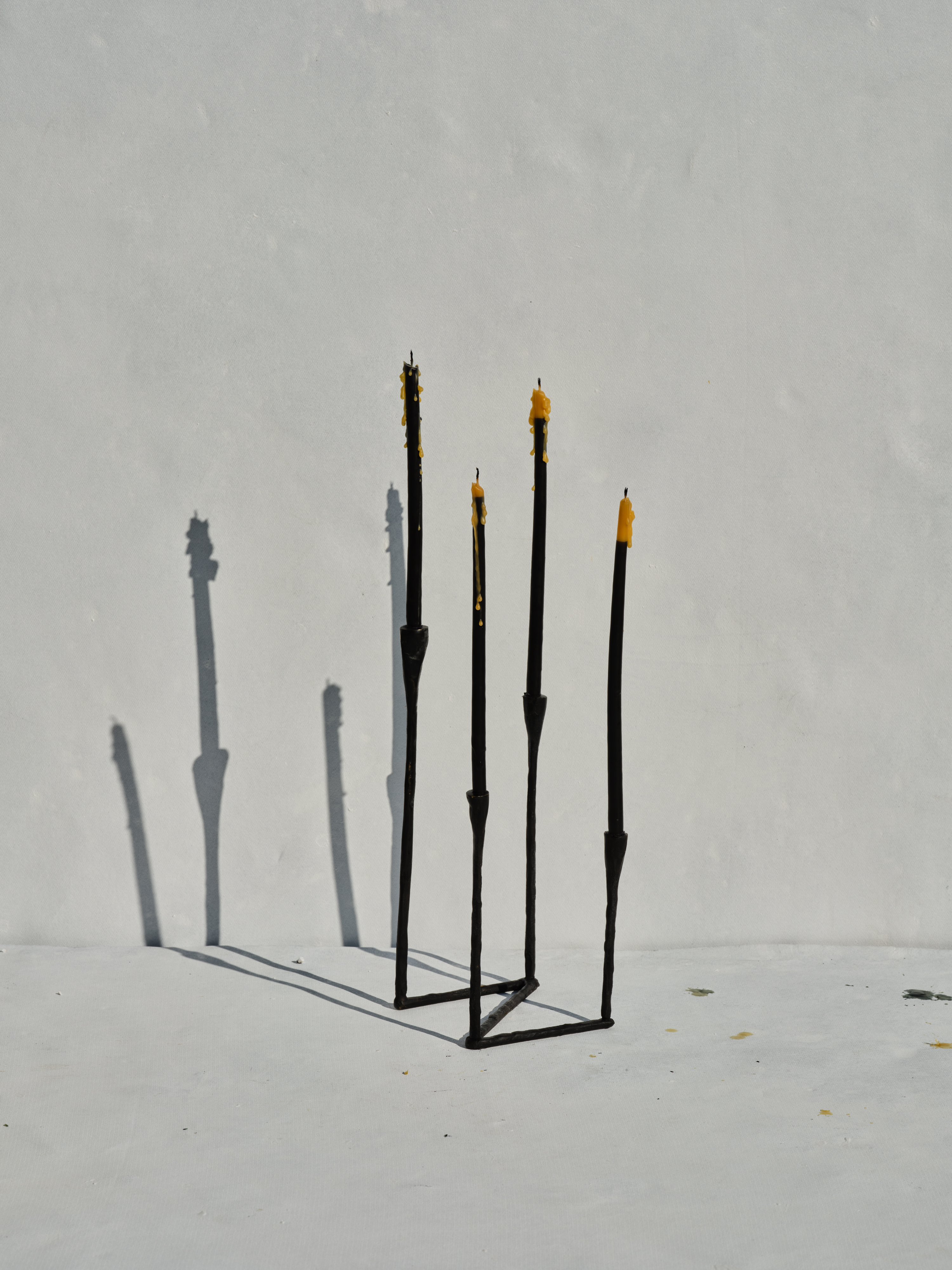 NYMPHS - Black brass candle holder with ‘Z’ Zeta-shape for multiple candles